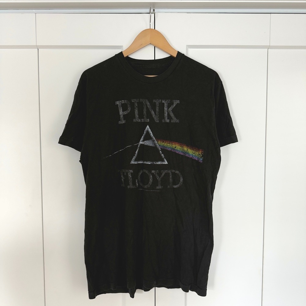 Mens Pink Floyd Dark Side of the Moon Graphic Tee Size L Black 2009 Band Shirt
